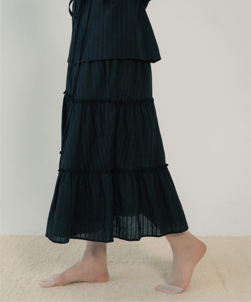 G Museum Jacquard Tiered Skirt (Black)