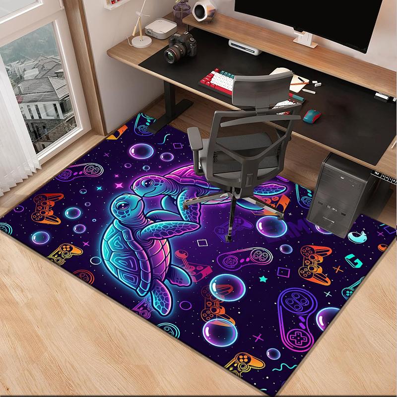 Underwater Two Sea Turtles Office Rug Chair Mat, Entryway Carpet, Suitable for Front Door, Bedroom, Living Room, Desk, Holiday Gift