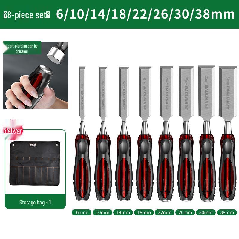 Baolian High Speed Steel Mortise and Flat Chisel Set for Woodworking