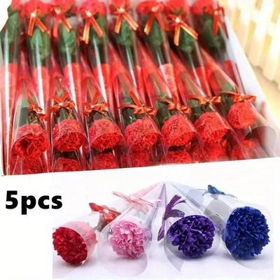 5 Pièces/lot Fournitures Saint-Valentin Bain Fleur Œillet Artificielle Fête Cadeau Fête des Mères Décoration Cadeau Saint-Valentin