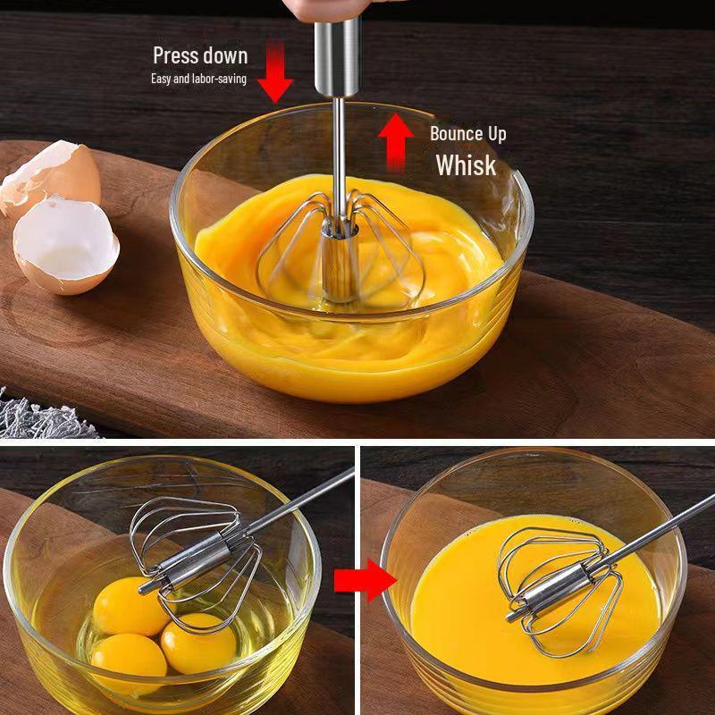Stainless Steel Semi-Automatic Egg Beater and Whisk for Baking