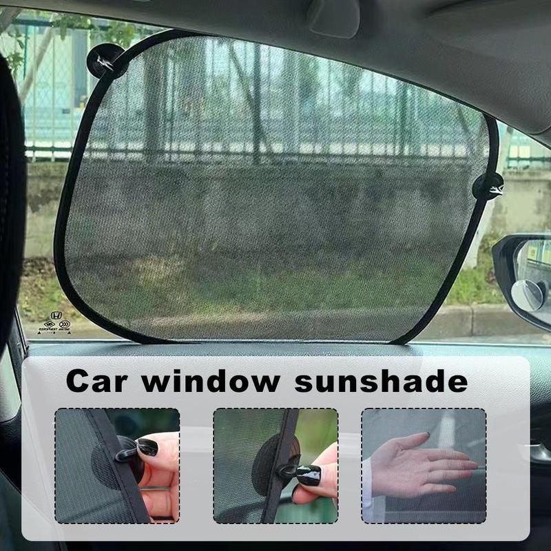Car Side Window Mesh Sunshade 2Pcs Foldable Auto Sunscreen Curtain Heat Insulation Shade for SUV Sedan