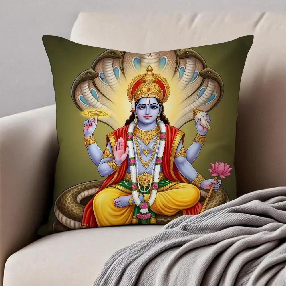 

Classical traditional VVishnu Cushion Cover Pillowcase Antidustmite Invisible Zipper Short Plush Sofa Cushion 40X40cm