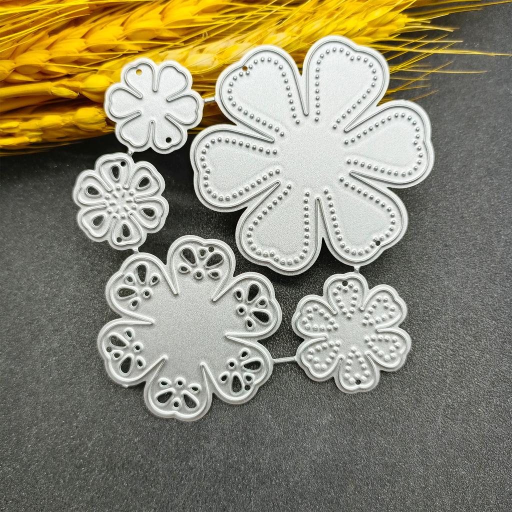 6-Petal Florals 5 In 1 Flowers Embossing Knife Die Metal Cutting Dies for DIY Scrapbook Paper Cards Embossed Decor Craft