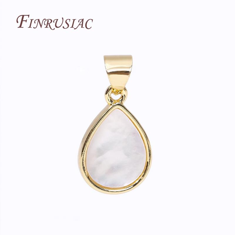 Trendy Rhodium/18K Gold Plated Natural Shell Drop Shape Charms Pendants For Necklace Making DIY Jewelry Accessories