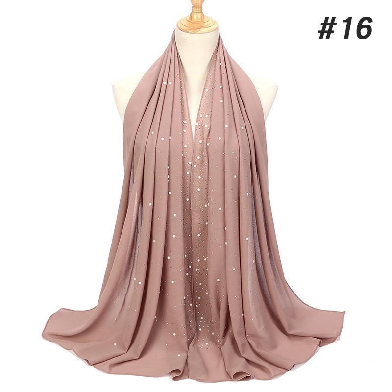 women plain bubble pearl chiffon scarf Head hijab wrap solid shawls headband foulard femme muslim hijabs stores