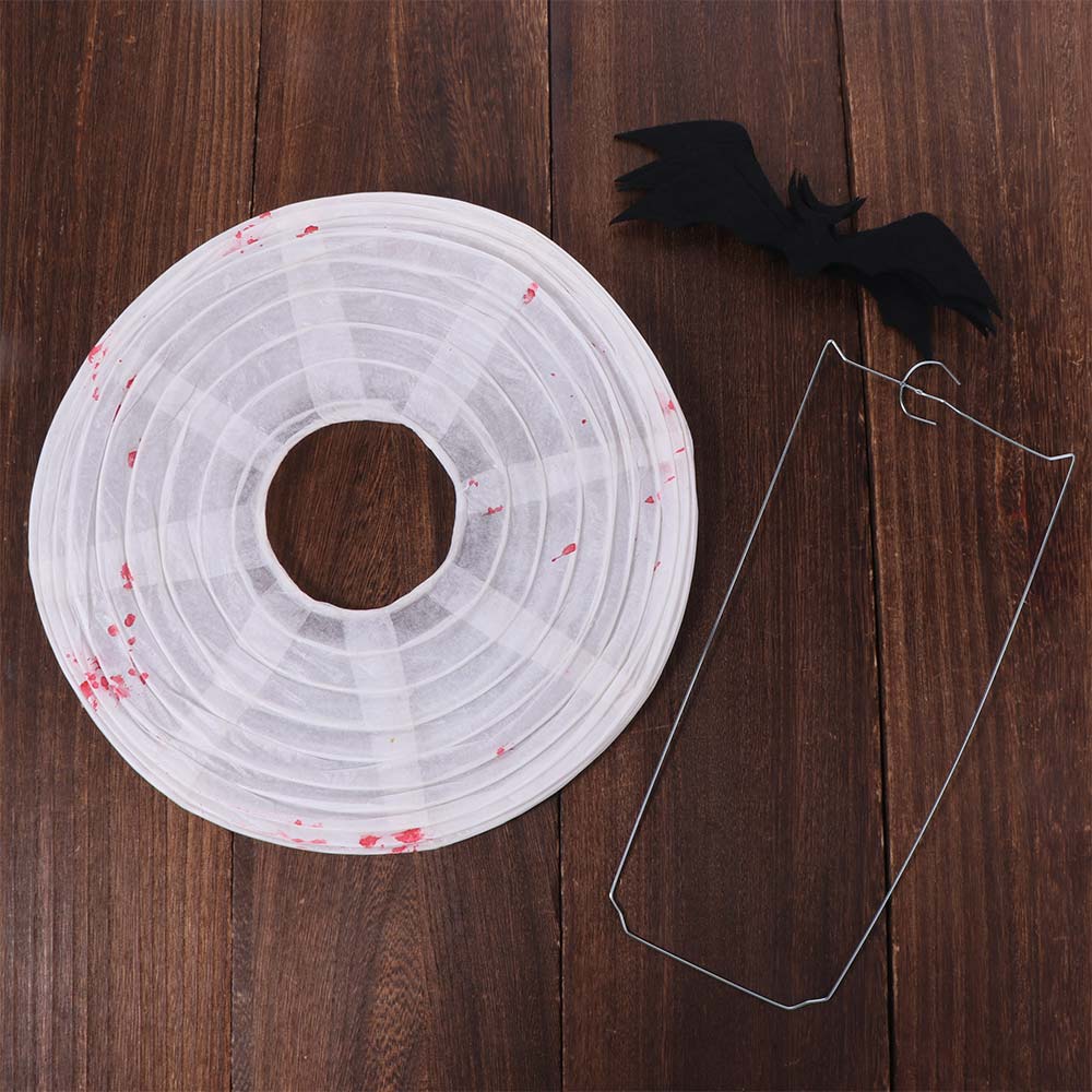 Finish Product Halloween Paper Lantern Foldable Black Bat Handheld Lantern  Haunted House