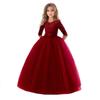 Girls bow puffy skirt flower girl wedding dress children's skirt girldress princess seven-quarter sleeve dress