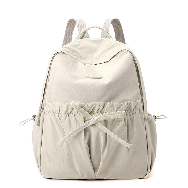 Niche Design Women's Drawstring Bow Backpack Simple Sports Backpack
