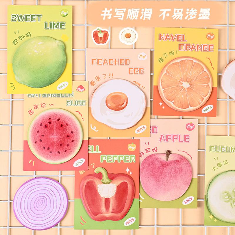 Cute Melon and Fruit Post-it Notes for Students, High-value Fruit Sticky Notes Can Be Torn, Leave a Message, Note Sheet N Times Sticker