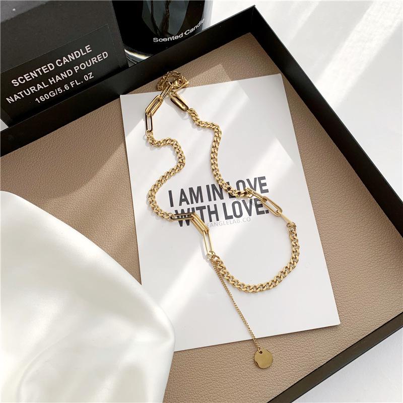 Titanium Steel Hip Hop Tassel Necklace for Women - Trendy Metal Collarbone Chain
