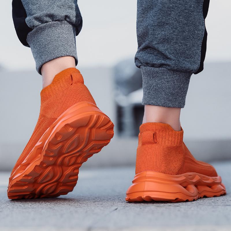 Fashion Orange Mens Sock Shoes Plus Size 48 Lightweight Platform Casual Sneakers Women Sports Walking Shoes Man Running Shoes
