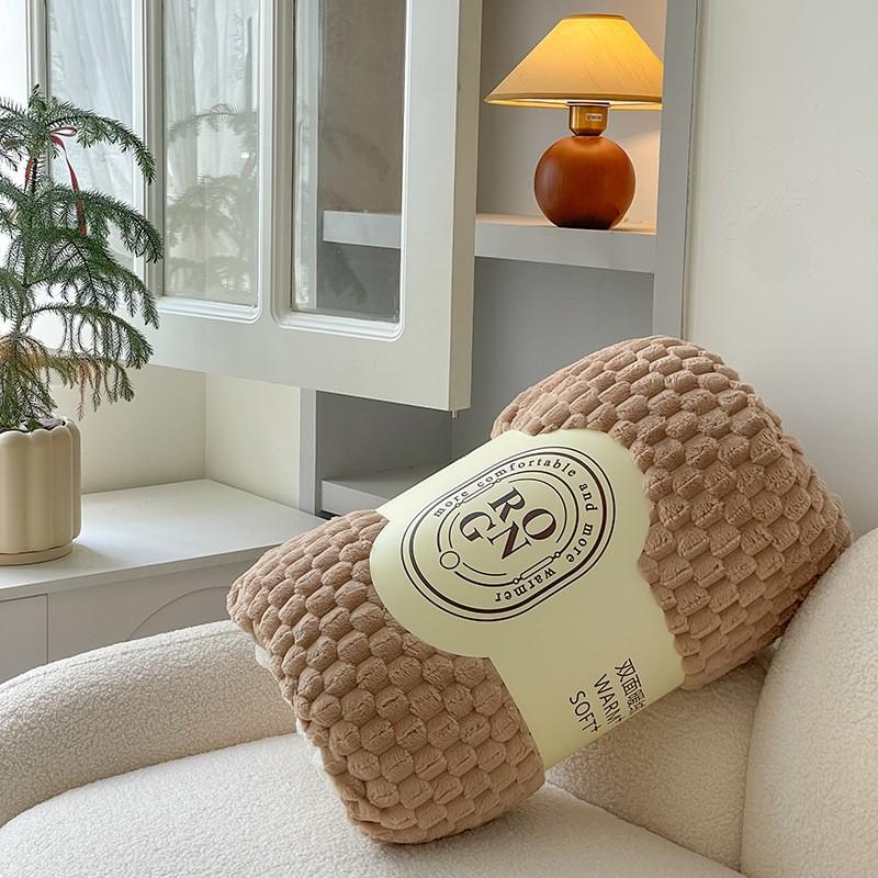 Thick Winter Fleece Blanket With Chenille Texture Solid Color Double-Layer Throw Bed Sofa Ultra Soft Warm Plush