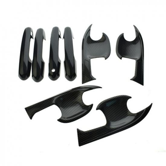 8x Fits Toyota Highlander -21 Carbon Fiber Look Door Handle Bowl Cover Trim