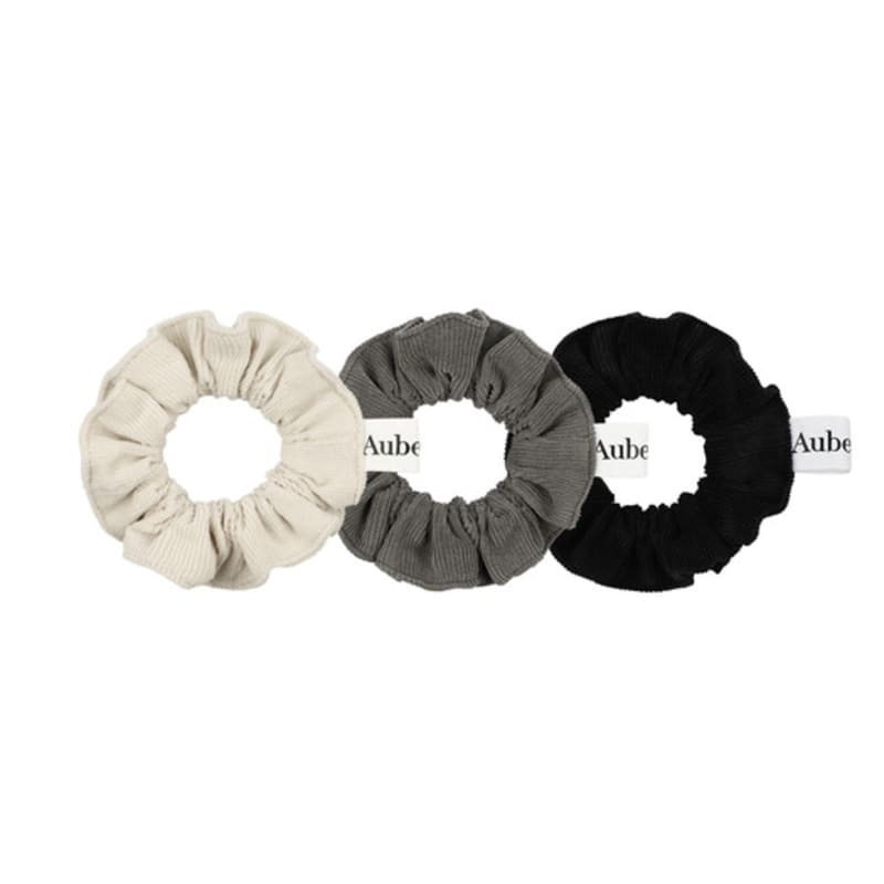 Aube Nuit Cozy Corduroy Winter Hair Scrunchie Winter Black XS