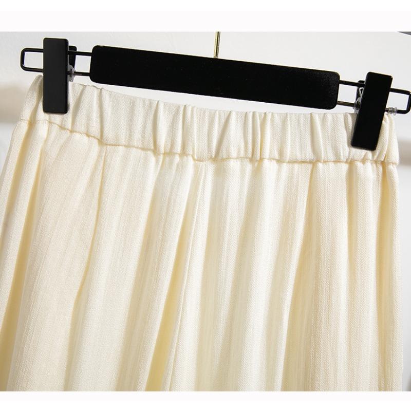 DIMANAF 2026 Summer New Plus Size Women Long Pants Thin Linen Loose Casual Elastic Waist Fashion Lady Bottoms Clothing