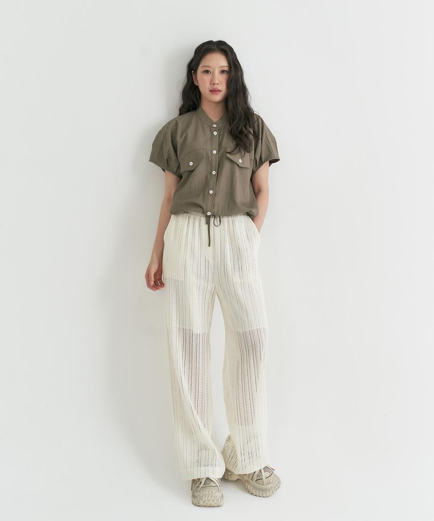 Peulleio Wide Fit Lace Pants _ Ivory