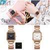 Steel Strap Square Watch For Men Women Night Light Quartz Movement Style Casual