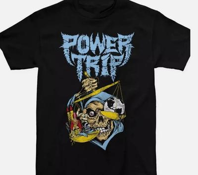 Power Trip banda póló Fekete Pamut Uniszex Minden méret S-5XL Uniszex Póló