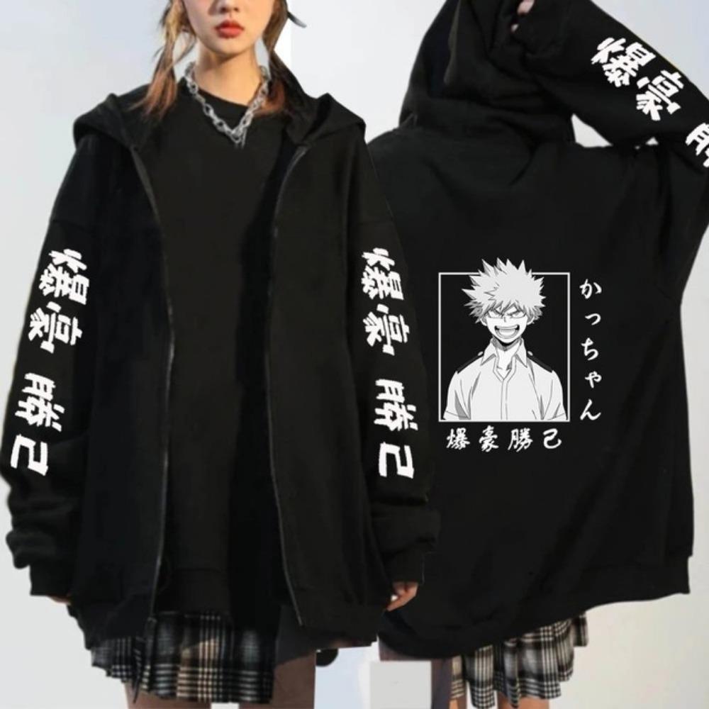 Herren Damen Reißverschluss Hoodies My Hero Academia Anime Kapuzenpullover Bakugo Himiko Shoto Sweatshirt Harajuku Unisex Streetwear Zip Jacke