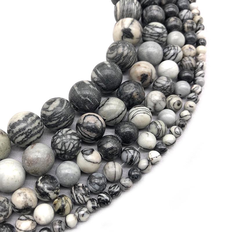 Black Stone Beads for DIY Jewelry: Round Beads for Earrings, Pendants, and Necklaces