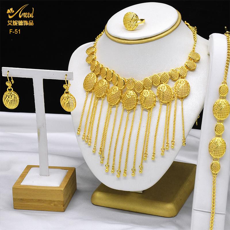 ANIID Indian Tassel 24K Gold Color Necklace Set Nigerian Party Bridal Wedding Ethiopian Luxury Dubai Jewelry Set Wholesale New