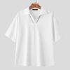 INCERUN Men Lapel Neck Short Sleeve Casual Loose T-shirts Tops