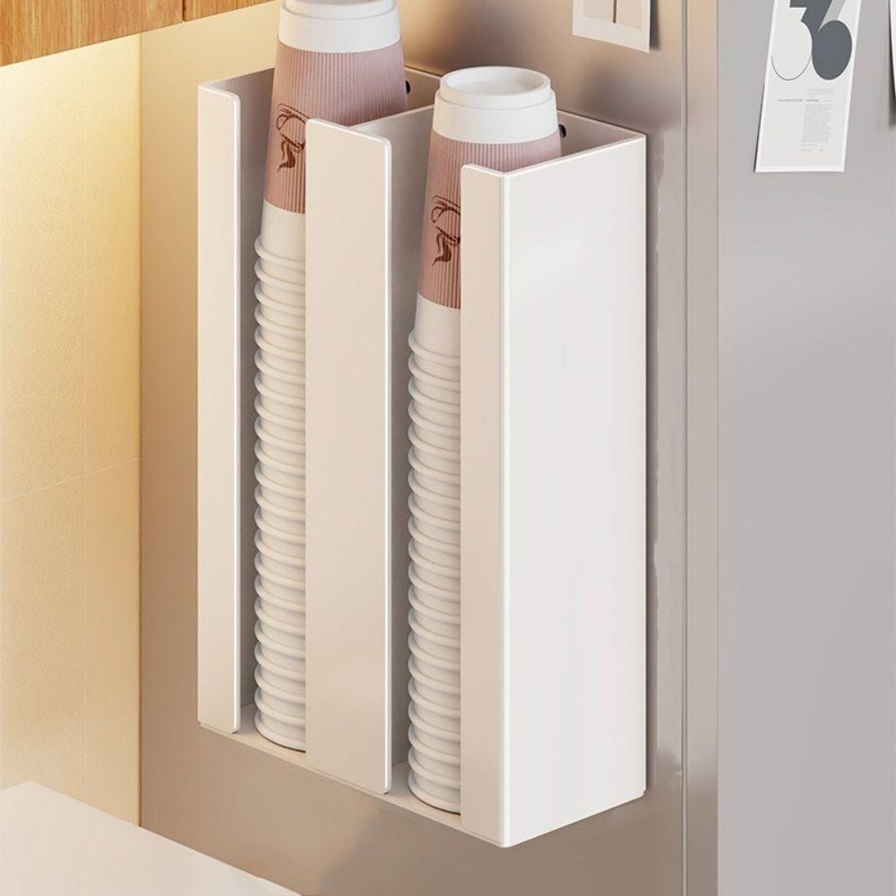 Iron Paper Cup Dispenser Large Capacity Cup Storage Rack Durable Paper Cup Organizer  Refrigerator