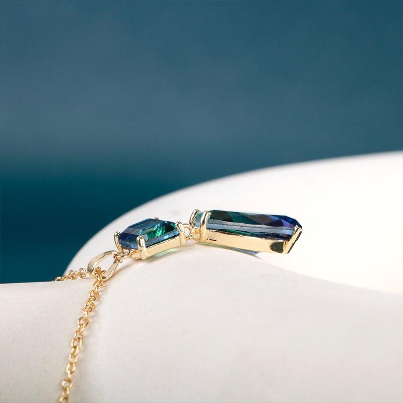 BELLA BOX Luxury Cubic Zirconia Necklaces With Sky Blue Stone Simple Stylish O Chain Pendant Necklace Trendy Jewelry For Women