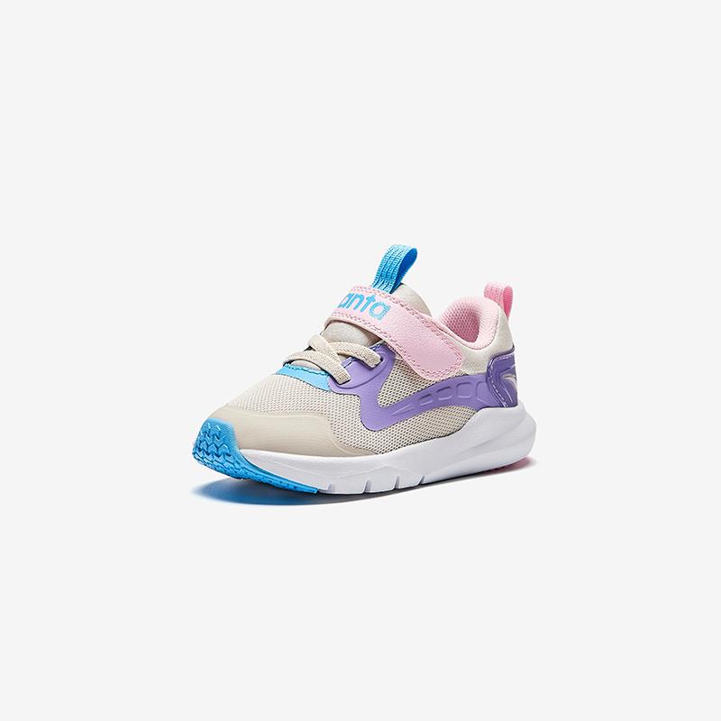 Anta Kids Mesh Comfortable Versatile Anti-Kick Shock-Absorbing Low-Top Walking Shoes Baby Shoes Light-Gray A22440061-2