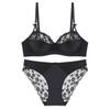 Sexy Französisches Sternzeichen Jahr Rotes Spitzen-Dünnbaumwoll-BH-Set, Brustminimierer Anti-Hänge-Vollbrust Damen-Dessous-Set