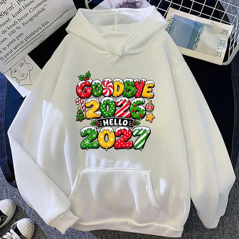 Goodbye 2026 Hello 2027 Christmas Hoodie New Year Sweatshirt Holiday Pullover Tracksuits Hooded Sweatshirt
