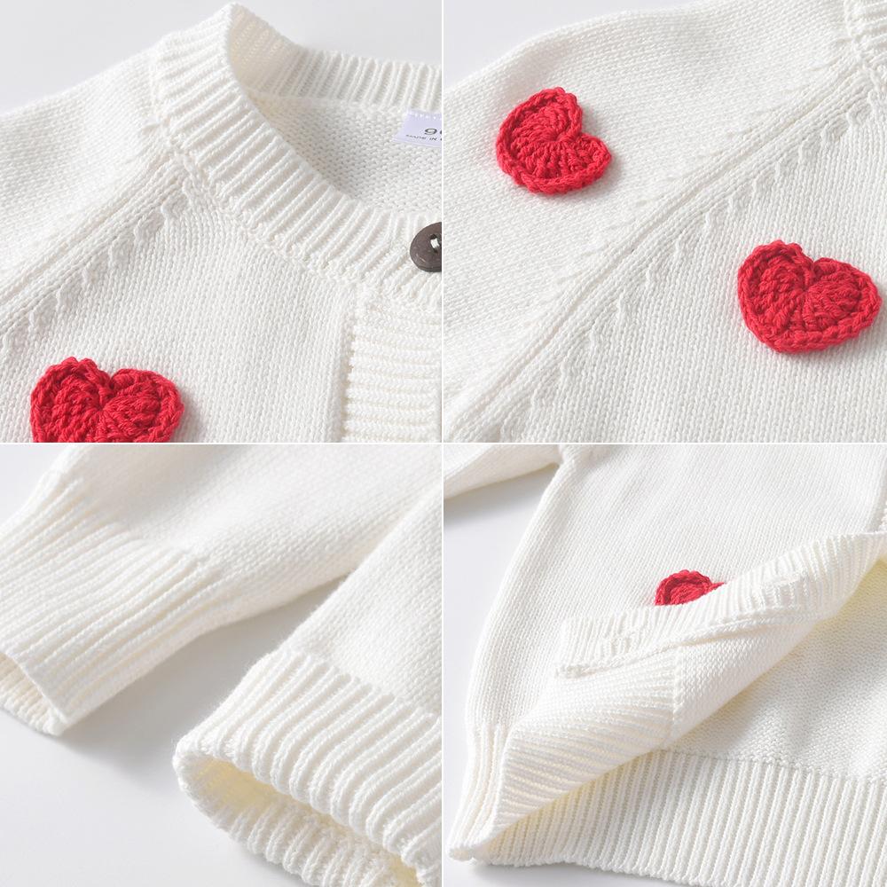 Korean Style Handmade Love DIY Children's Knitted Cardigan Jacket Girls Sweater Cardigan