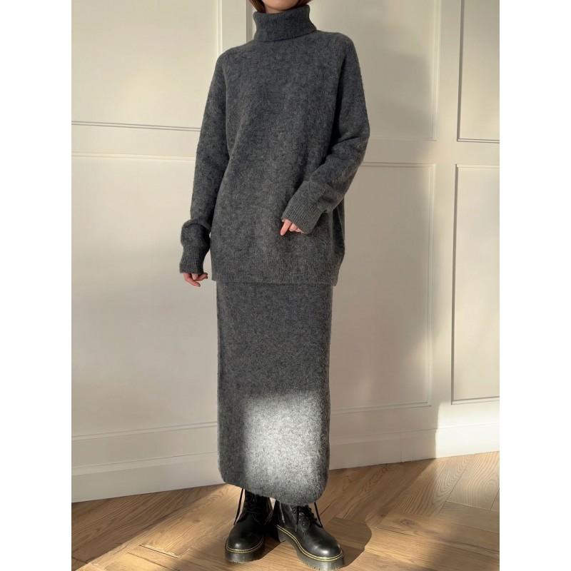 Womens 2026 Winter Loose Knit Two-Piece Set Wool Blend Sweater Wide-Leg Pants Casual Comfort Outfit