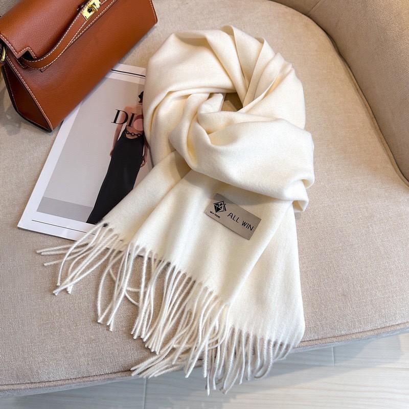 Womens Warm Thick Wool Blend Scarf Long Shawl With Tassels Winter Solid Color Fashion Accessory