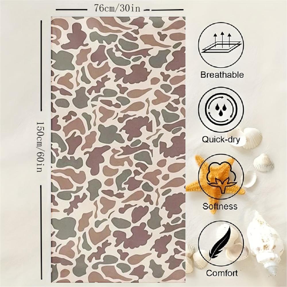 Camo Beach Towel flat print Military Camouflage Pattern Large Bath Towels for Adults Outdoor Travel Camping Picnic Blanket