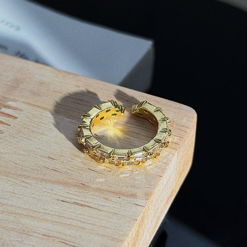 Light Luxury Exquisite Row Diamonds Full Of Diamonds Zircon Lace Open Ring Niche Design High Sense Exquisite Fashion Ring Women