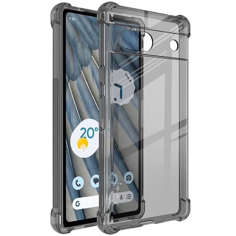 

IMAK For Google Pixel 7a Clear Soft TPU Phone Case Airbag Anti-Fall Shockproof Cover Transparent Black