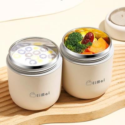 Durable Portable Breakfast Cup Leak-Proof with Spoon Thermal Lunch Box Sealed 304 Stainless Steel Food Container Office Use