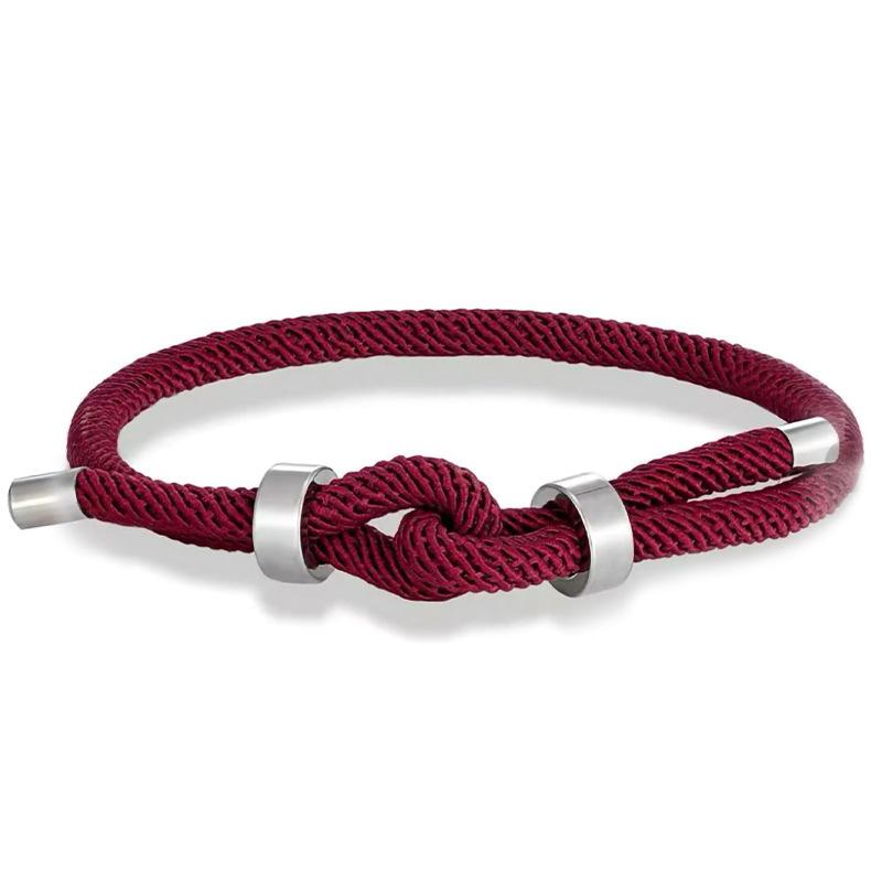 Minimalist Couple Jewelry Stainless Steel Accent Braided Friendship Nautical Milan Adjustable Cord Rope Knot Bracelet for Men