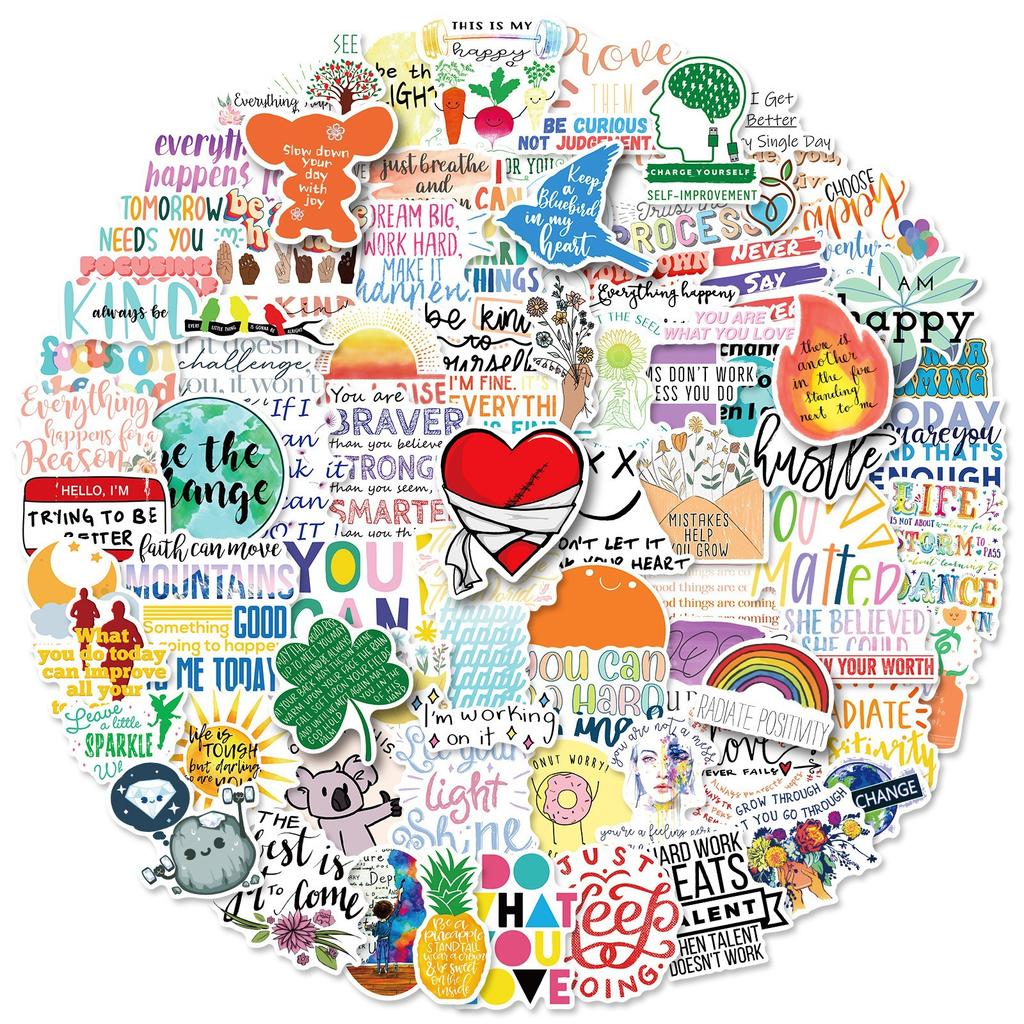 100 Inspirational Text Stickers Theme Inspirational English Short Sentences Literary Style Creative Graffiti Student Stationery Stickers