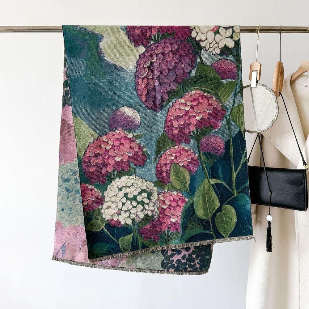 Imitation Cashmere Oil Painting Scarf Long Fringed Shawl  Wedding Party Evening Dresses