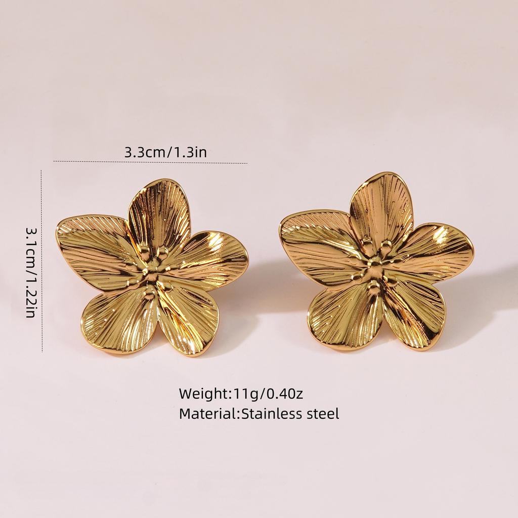2PCS Flower Stud Earrings for Women Girls Vintage Gold Color Metal Earrings Trendy Daily Wear Fashion Jewelry Gifts