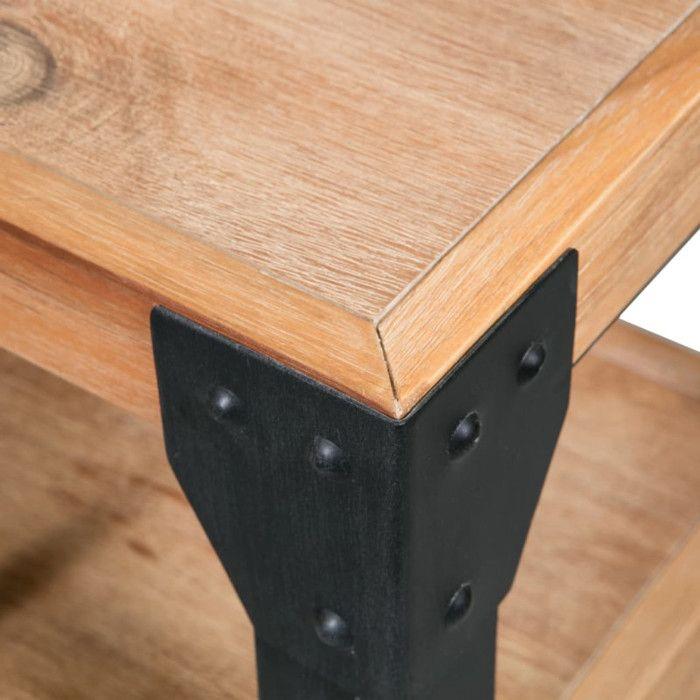 Table de chevet - vidaXL - Bois d'acacia - Acier - 40 x 30 x 54 cm - 1 tiroir et 1 étagère