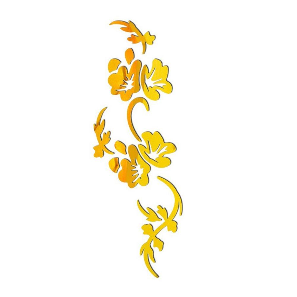 

Flower Vine Wall Sticker Gold Black Silver Acrylic Decorative Stickers Flower Design DIY Ornament Mural Art Home Decoration золотий