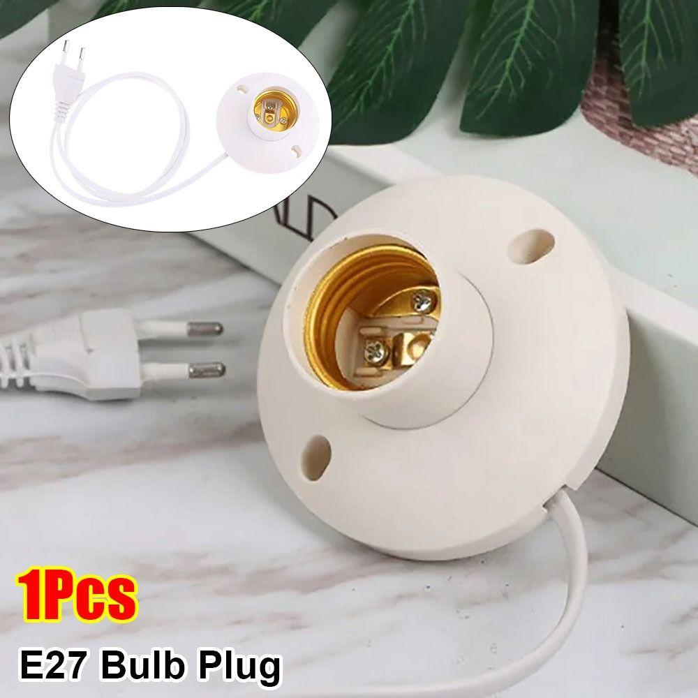 1Pcs Durable With Cable Base LED Lamp Holder EU Standard Plastic E27 Bulb Plug Dome Socket For Table Light Night Stands