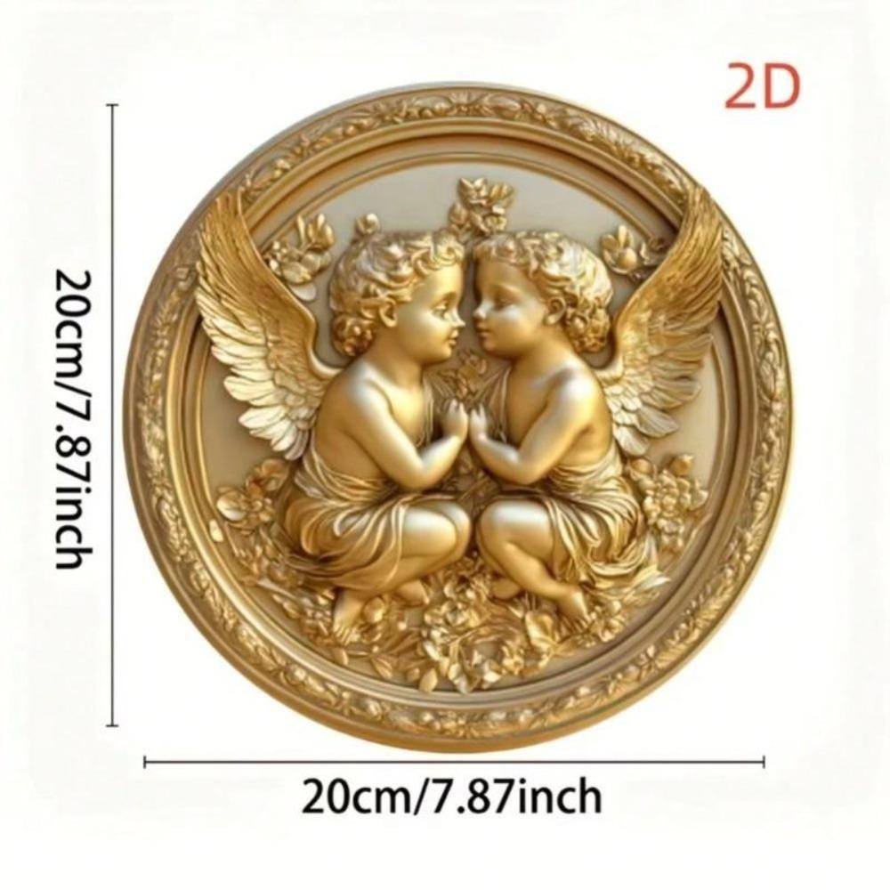 Vintage Angel Wall Art Gold White Relief Metal Decor Sculpture Home Ornament