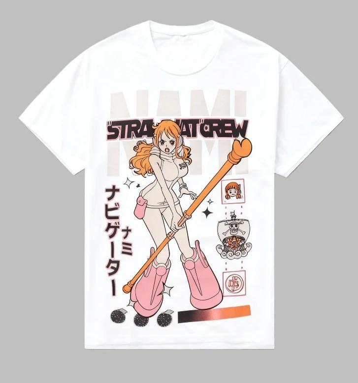 One Piece Cat Burglar Nami Unisex T-shirt 2026 Summer New Popular Anime Print American Casual Parent-child Short Sleeved Shirt