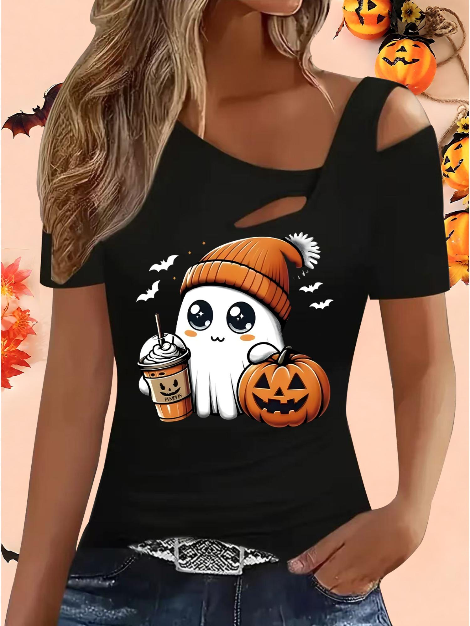 

Женские Свободные Топы Блузки Рубашки Подарок на Хэллоуин и Рождество XXL чёрный