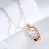 Fashion  Rose Gold  Color Mix Hollow Rose Flower Pendant Necklace For Women Wedding Party Daily Vintage Jewelry